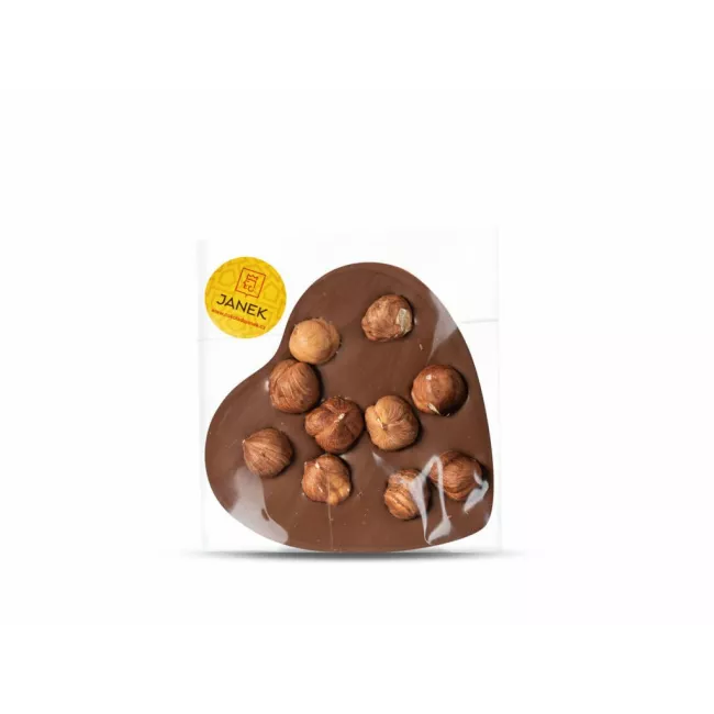 Large milk chocolate heart with hazelnuts